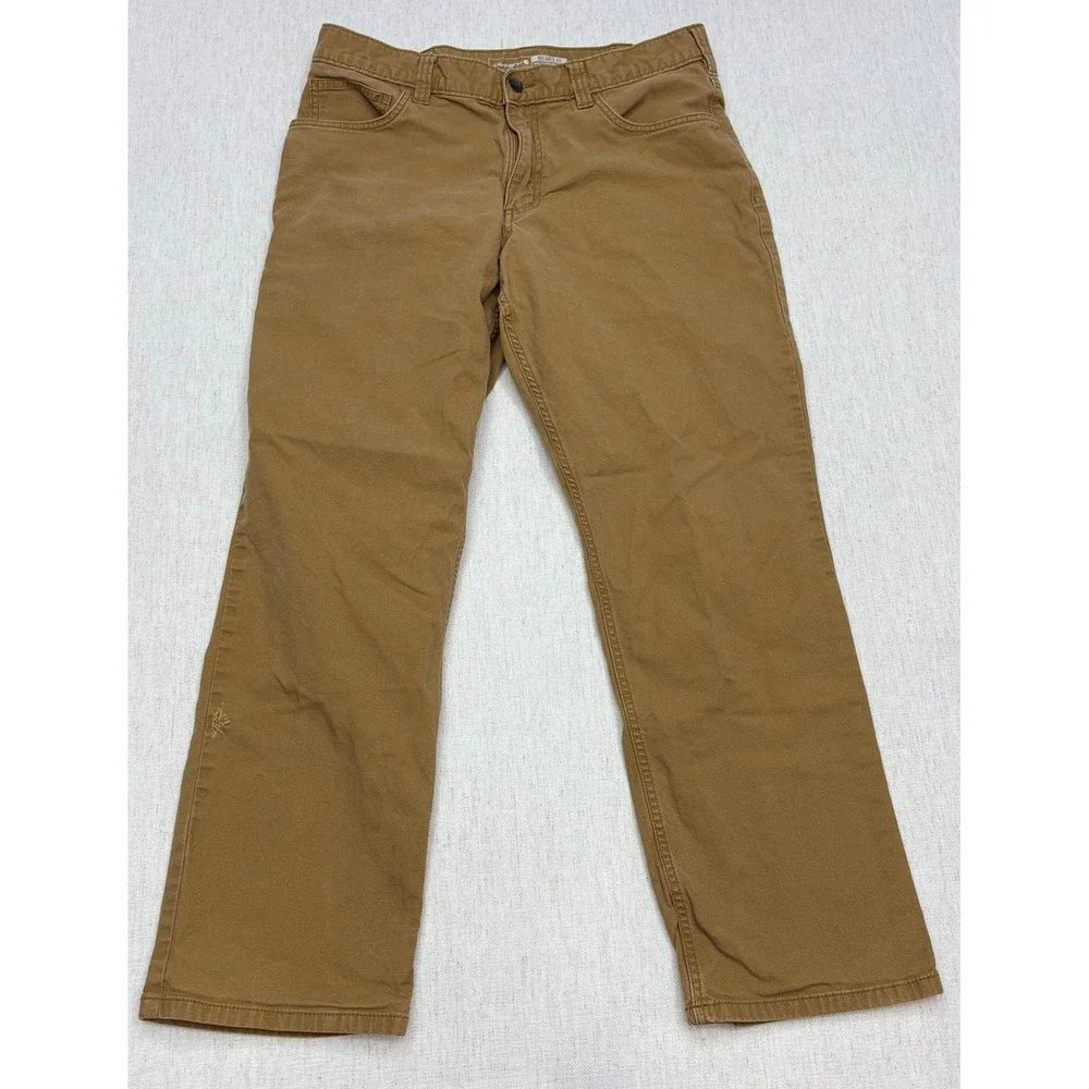 Carhartt Mens BN2517-M Rugged Flex Relaxed Fit Canvas Work Pants Brown 34x30